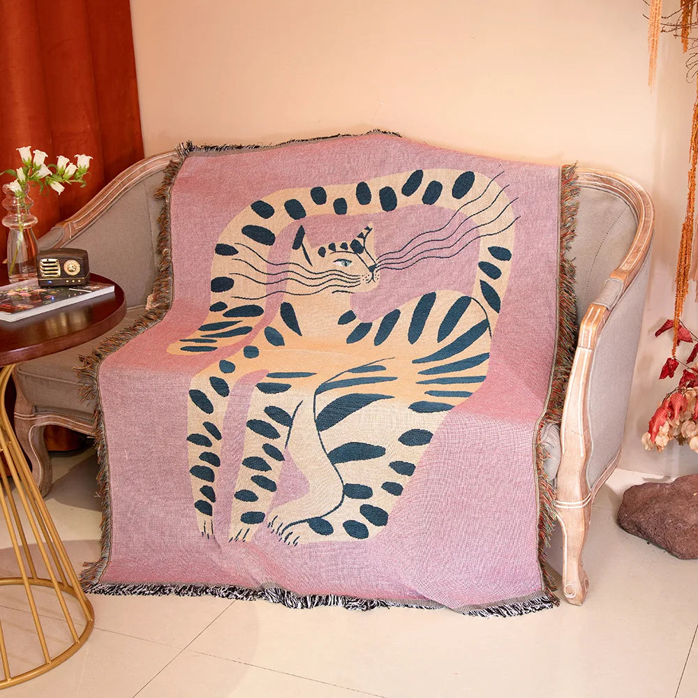 Wholesale Custom Designer  Jacquard Tapestry Woven Tassel Throw Blanket