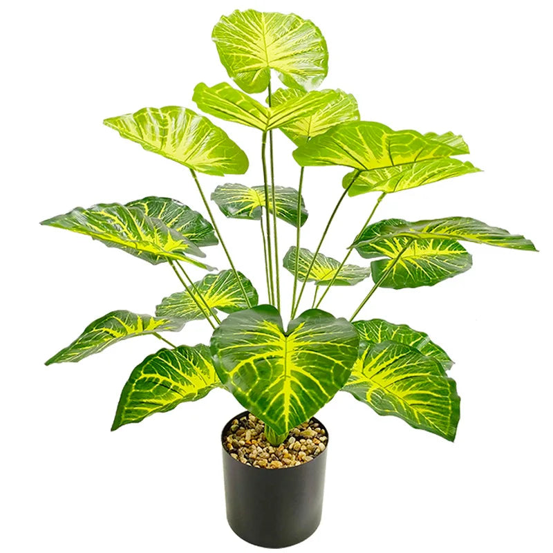 S02452 Wholesale Tropical Hawaiian Theme Taro Leaf Plant Leaves Plants Artificial Monstera Palm Leaves Alocasia Odora for Decor