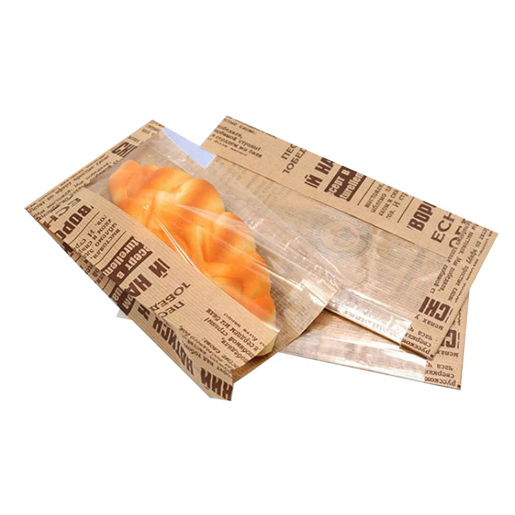 Custom Printed Food Packaging Pointed Bottom Kraft Paper Toast Baking Bread Paper Bag Can Be Printed With Logo