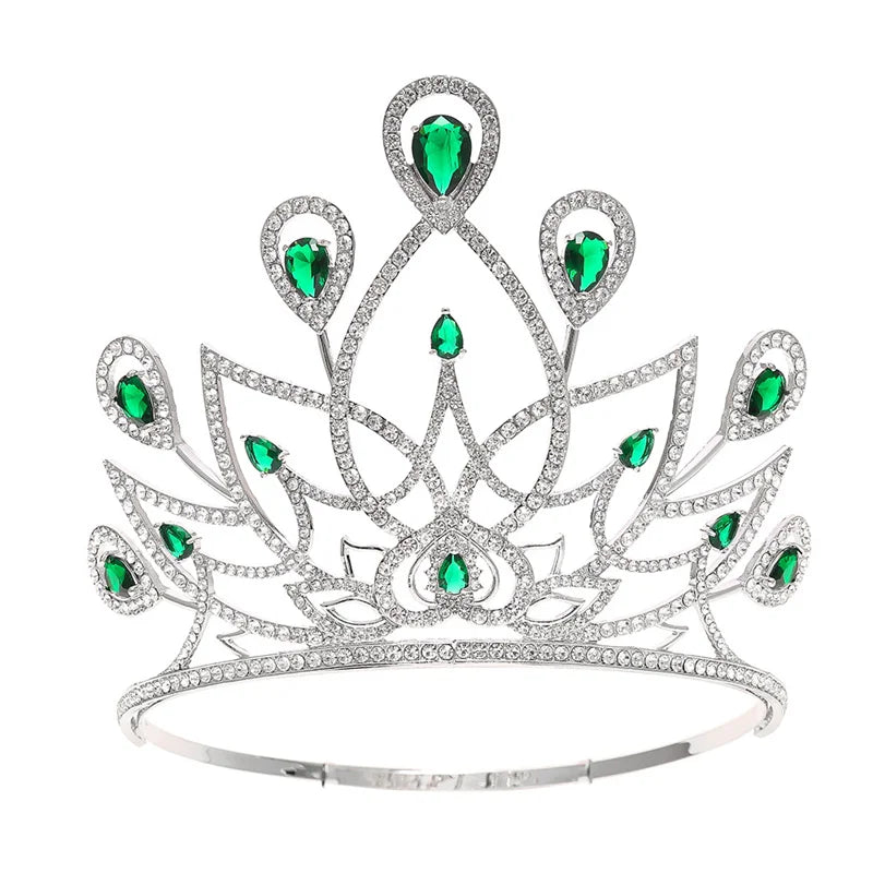Full Round Beauty Pageant Crowns Zircon Crown Wedding Bride Tiaras
