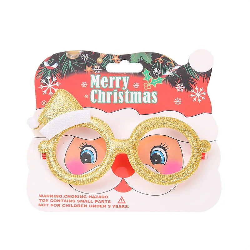 Santa Claus Hat Glasses with Deer for Family Party Christmas Decorations for Holidays