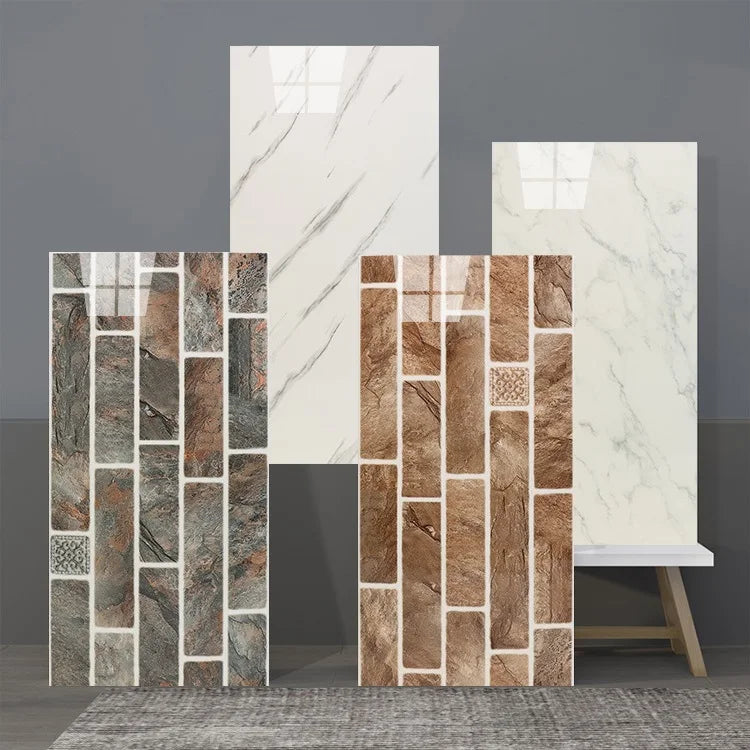 Kitchen High Glossy Waterproof Self Adhesive Marble Wall Tiles Sticker