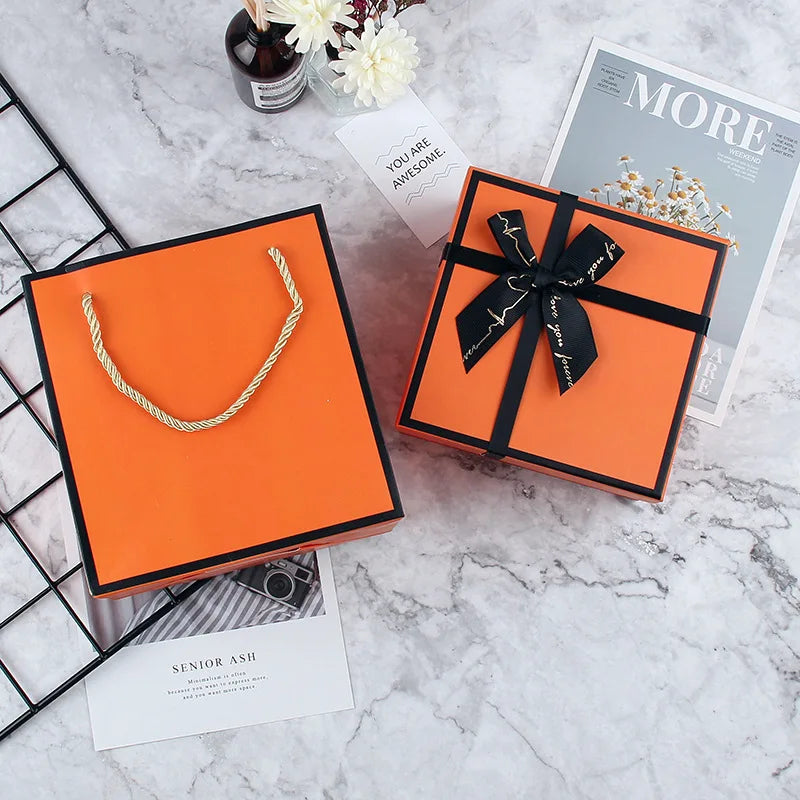 Luxury Custom Gift Paper Box Christmas Packaging Hard Paper Gift Box With Ribbon Bow Hard Paper Packing Box