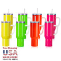 USA Warehouse Free Shipping 8 Pcs 40 OZ Neon Sublimation Tumblers Leakproof Lid Mixed 4 Colors 40oz Neon Tumbler With Handle