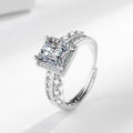 European American Luxury Romantic Copper Sugar Cube Ring New High-End Full Zircon Elegant Princess Cut Open Fashion Ring