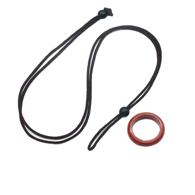 Fashion Natural Stone Circle Rings Pendant Simple Necklace Jewelry for Women