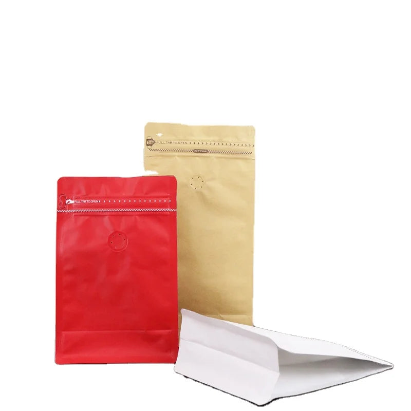 12oz 5LB Flat Bottom Coffee Packaging Bag 250g 1kg with Valve Zipper for Bean Coffee Beans