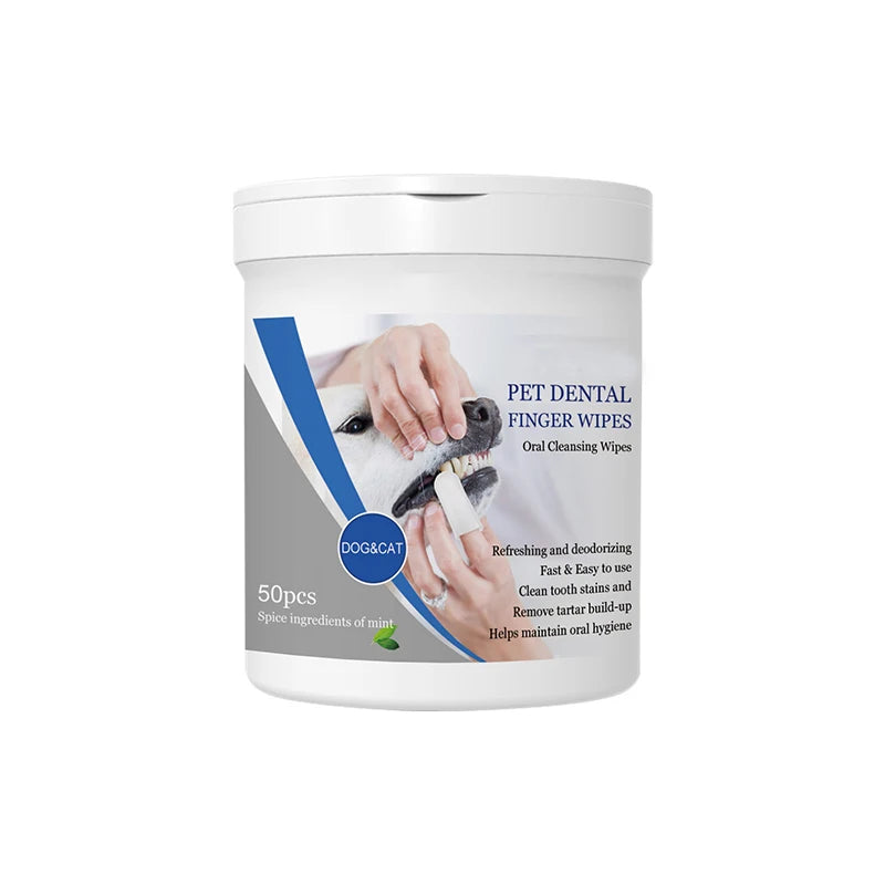Dog Teeth Cleaning Wipes - Pet Dental Finger Wipes for Dogs Pet Oral Cleansing Teeth Wipes for Dogs & Cats Tooth and Gums