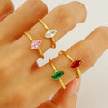 Wholesale Sample New Design Stainless Steel Gold Plated Zircon Horse Eye Inlaid Light Open Ring for Women Fashion Jewelry