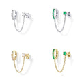 925 Sterling Silver Link Chain Tassel Zirconia Pave Huggie Stud Earrings Europe and American Hot Sell Silver Jewelry Wholesale