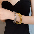 Vintage Multilayer Elastic Bracelets Bangle for Women Hip Hop Trendy Metal Spring Bracelet Jewelry (KB8569)