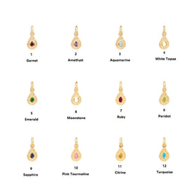 18K Gold Filled Stainless Steel CZ Birthstone Teardrop Pendent Necklace Personalized 12 Zodiac Sign Jewelry Necklace
