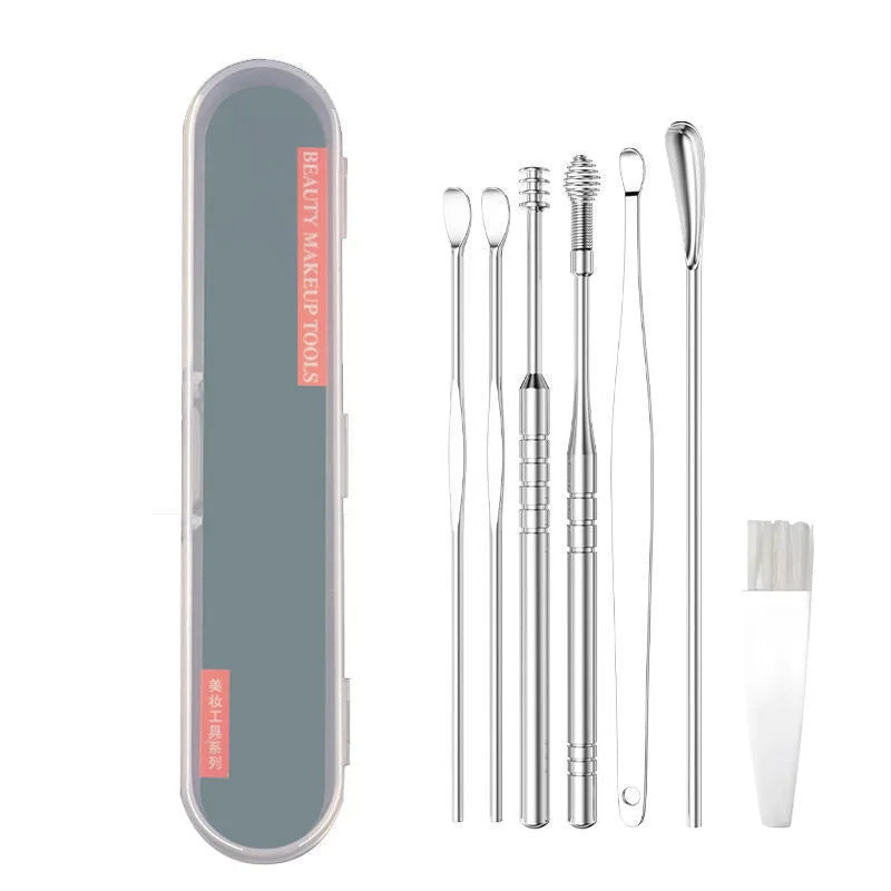7pcs Set Stainless Steel Ear Picks Set Ear Wax Remover Cleaner Tool Kit With Storage Box for Adults and Kids