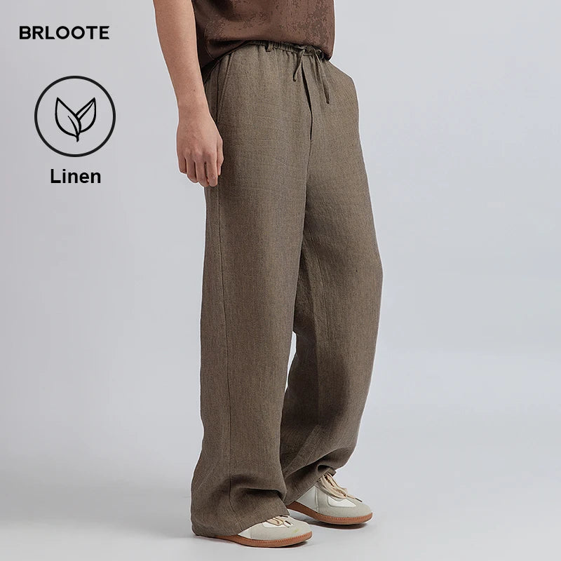 Custom Pants Baggy Pants Men's Casual Pants Men's Pants & Trousers 100% Linen Pants Casual Straight Leg Loose PantsSummer