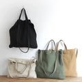 Recyclable Canvas Shopping Bag Long Handle Reusable Shoulder Closure 10-15KG Capacity Letter Pattern School Daily Use Customized