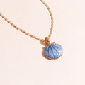 Trendy Pink Blue Enamel Fan Shell Pendants Necklaces Gold Color Chain Choker Necklace for Women Summer Beach Party Jewelry