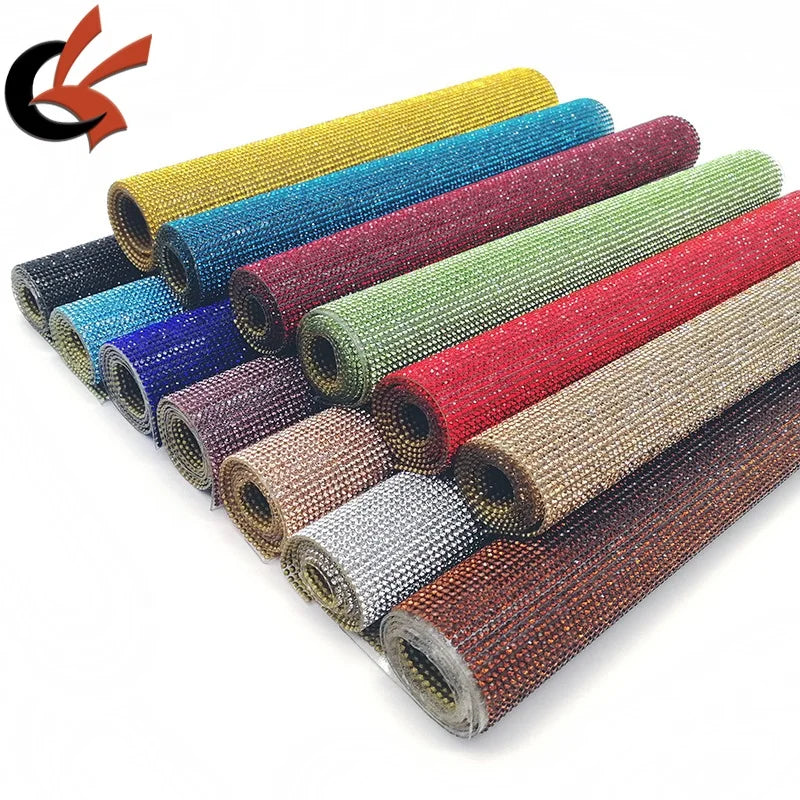 24x40cm Hotfix Iron-on Rhinestones Hotfix Banding Mesh Sheet for Wedding Dresses & Shoes Trim Made of Glass