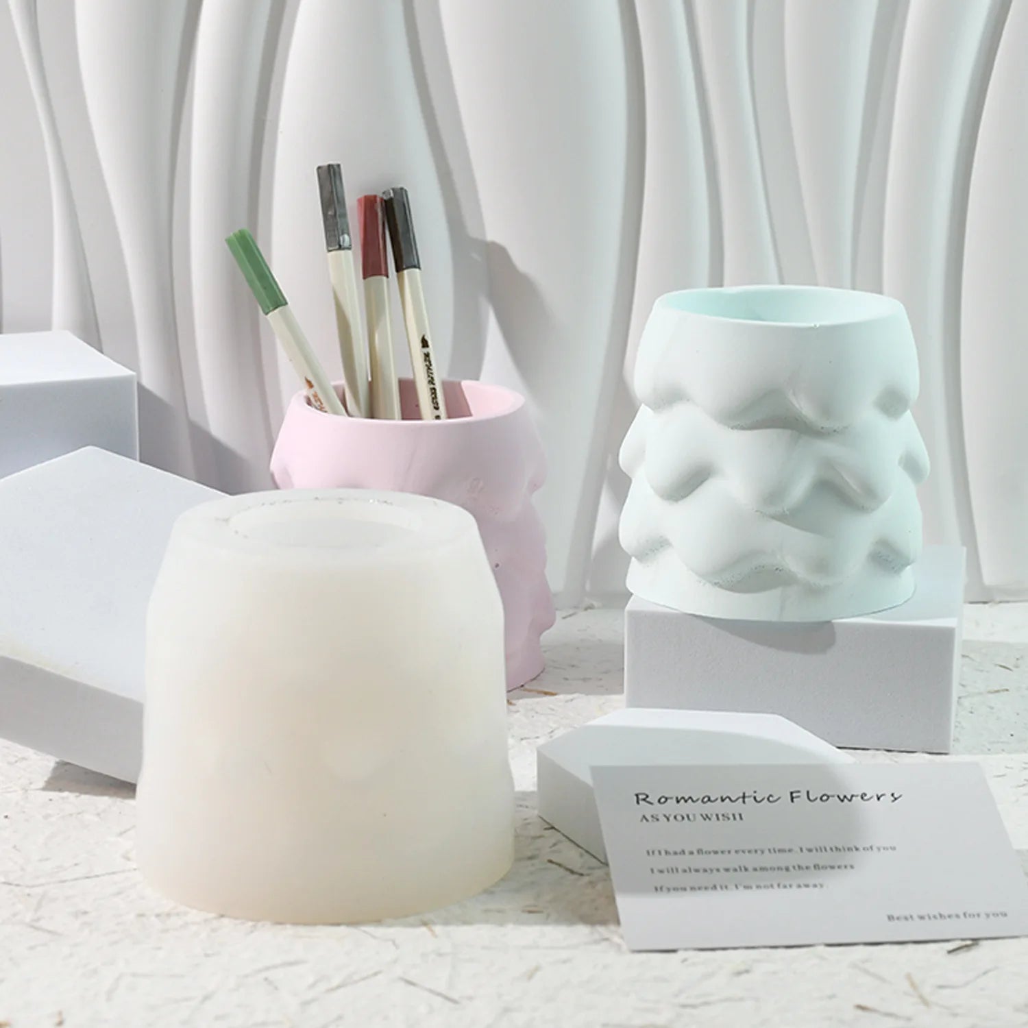Diy Glue Mold Christmas Tree Candle Cup Silicone Mold Pen Holder Vase Storage Plaster Mold