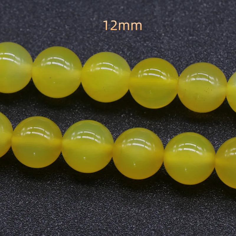 DIY DIY Natural yellow Agate Beads 12mm For Garment Necklace Accessories In Low Price