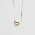 Interlocking Heart Necklace for Women Zirconia Jewelry Stainless Steel Silver and Rose Gold Color Double Heart Pendant Necklaces