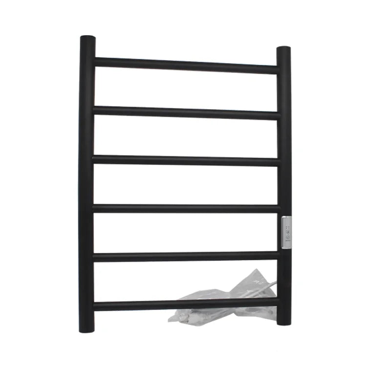 Matte Black Stainless Steel Electric Towel Warmer Bathroom Clothes Towel Laundry Drying Rack Timer Modern Design