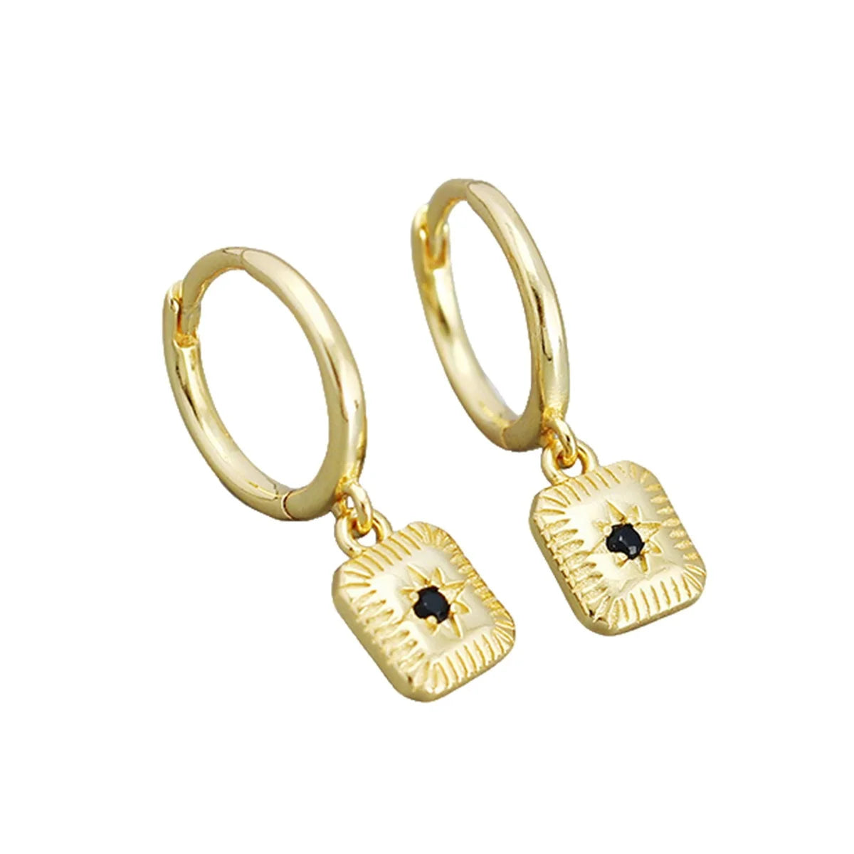 Trendy 925 Sterling Silver Square Geometric Zircon Hoop Earrings for Women Gold Plated Ins Style Jewelry for Gift