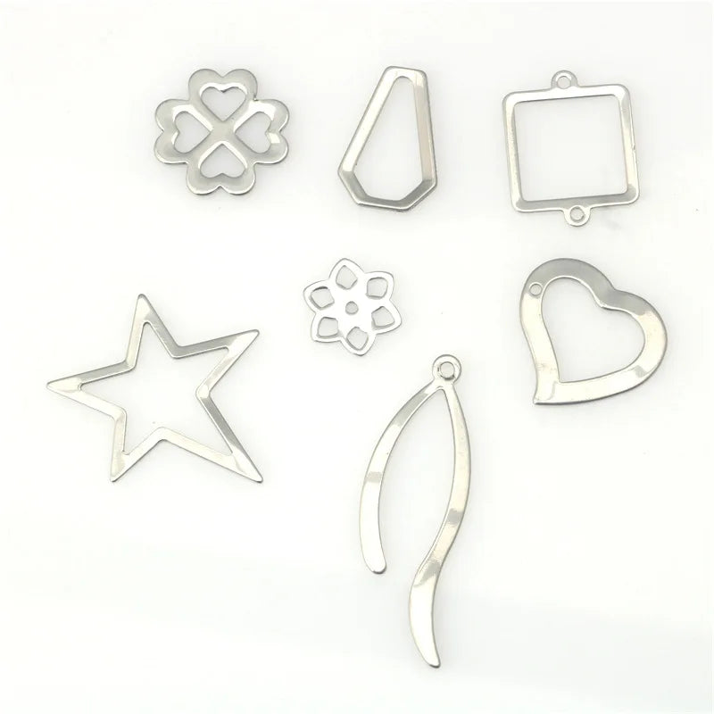 Stainless Steel Hollowed Square Star Love Flower Four-leaf Clover Pendant Necklace Bracelet DIY Taige Jewelry Ins Wind Style