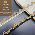 Unilateral Gold Thread Embroidery Lace Star Bar Code Water Soluble Mesh for Wedding Clothing Accessories In-Stock Lolita Lace