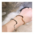 HOVANCI Minimalist Design Wave Shaped Opening Bangle Bracelet Rose Gold Silver Polished Cuff Bangle Women Jewelry