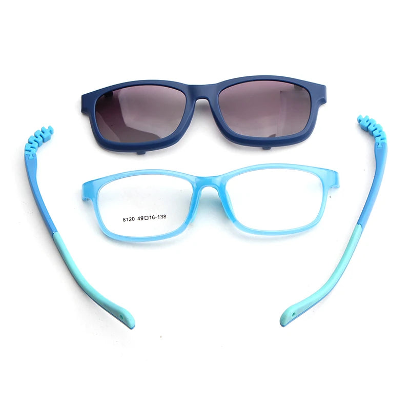 Factory Wholesale Kids Silicone Sunglasses New Design Fashion Multicolor Polarized Clip-On Sunglasses Eyeglasses for Kids