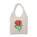 Women's Customizable Vintage Fashion Knitted Shoulder Bag Hollow Flower Pattern Mesh Beach Bag Two Handles Open Summer Ladies