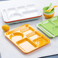 Factory Custom 14 Inch Rectangular Fast Food Canteen Serving Melamine 6 Compartment School Lunch Tray