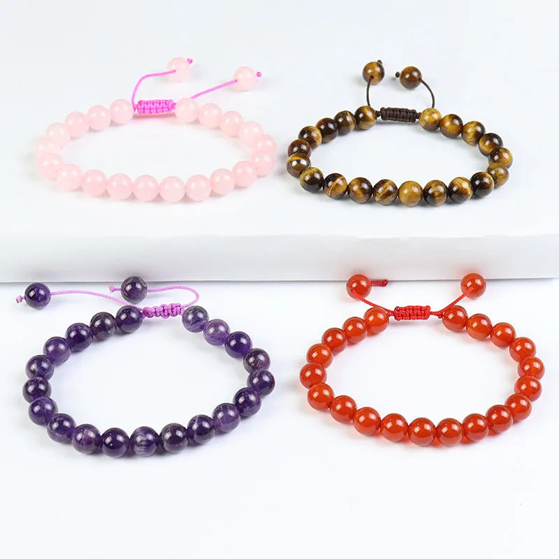 Wholesale Genuine Adjustable Rose Quartz Crystal Bracelet Gem Semi Precious Gemstone Crystal Bracelets Stone for Woman