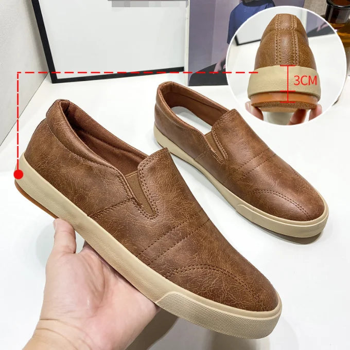 Comfortable Autumn Men's Shoes Low Top Board Shoes Slip on Lazy Leather Shoes S2009