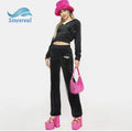 Custom Zip-Up Above Knee Crop Jacket Sweatpants Rhinestone/Embroidery Logo Women Velvet Two-Piece Sweatsuit Set