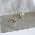 New Trend 14K Gold Plated 925 Sterling Silver Simple Four Clover Leaf Zircon Crystal Hoop Earrings for Women