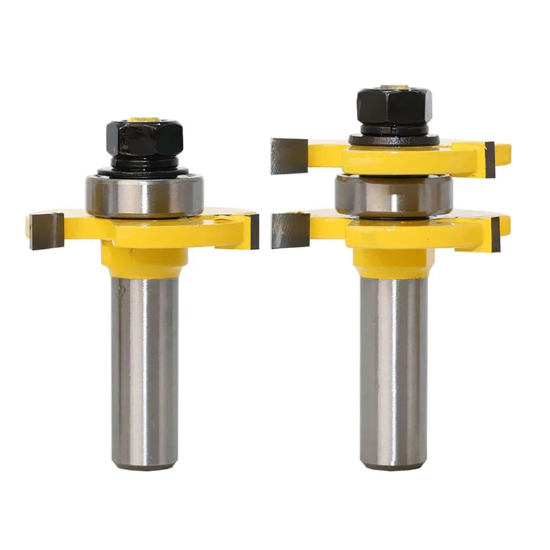 2pcs 1/2 Shank 1/4 Carbide Tooth Slotting Router Bits Wood Milling Cutter with Bearing for Woodworking Door Cabinet Furniture