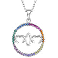 Trendy 925 Sterling Silver Mom Pendant Necklace Rhodium Plated with Rainbow Zircon Geometric Design for Engagement Party Jewelry