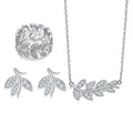 Sparking Cubic Zircon 925 Sterling Silver Leaf Shape Fine Jewelry Sets for Women Designer Luxury
