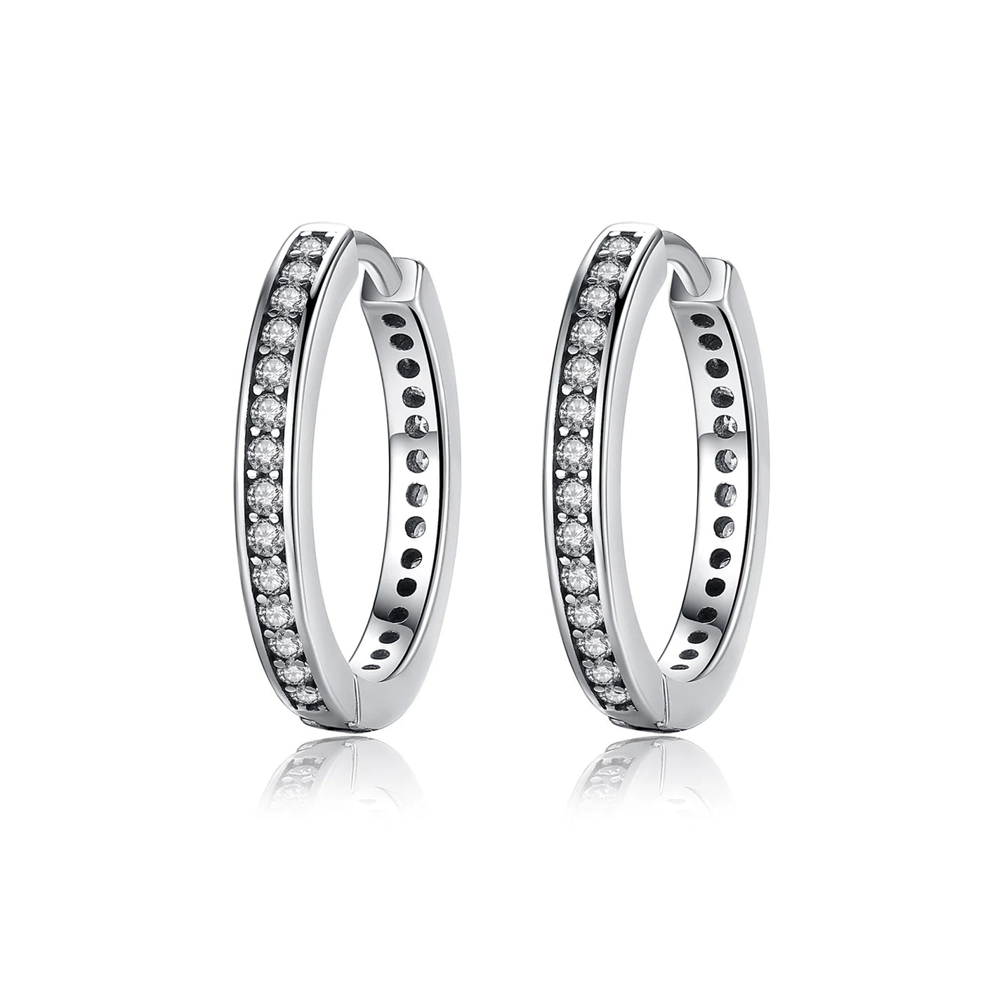 925 Sterling Silver Vintage Female Hoop Earrings with CZ & Zircon Simple Jewelry for Women for Wedding & Gifts-PAS456