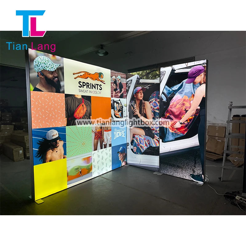 Aluminum 20x8 Trade Show Portable Custom Modular Exhibition LED Backdrop Display Stand Seg Tradeshow Backlit Fabric Lightbox