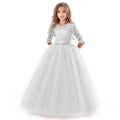 Long Formal Lace Dress for Girls Bridesmaid Princess Party Kids Clothes for Wedding Evening Summer Waistline Natural for Teens