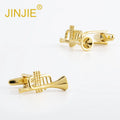 JINJIE 2024 New Design Copper Material Gold  Plated  Stormtrooper Horn Shaped Music Men Cufflinks