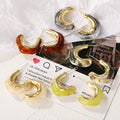 Creative French Retro Irregular Acrylic Metal Earrings Women Simple Temperament Stud Earrings