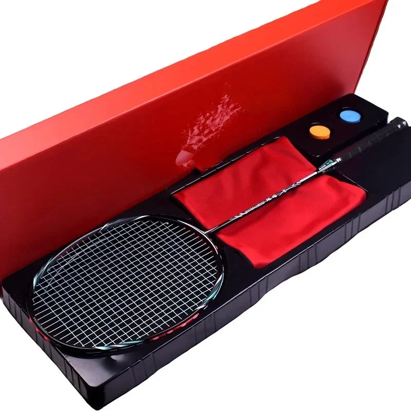 Wholesale Ultra-Light 75 Grams Full Carbon Badminton Racket 30 Pounds Soft Hardness for Attack & Defense PU Grip Carbon Fiber