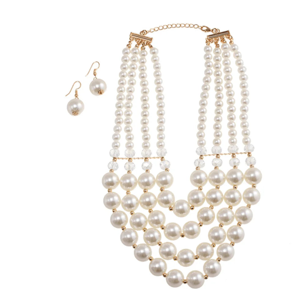 Wholesale Abs Pearl Beads Beaded African Jewelries Choker Statement Necklace Supplier