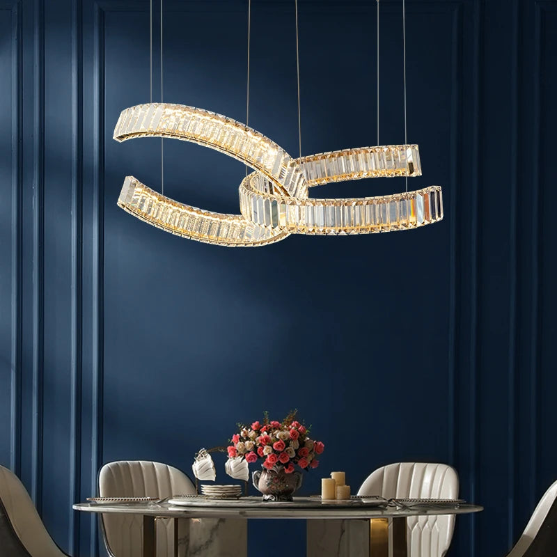 Round Modern Gold Pendant Light Hotel Home Furniture Decoration Fancy Hanging Lamp K9 Crystal Luxury Banquet Hall  Chandelier