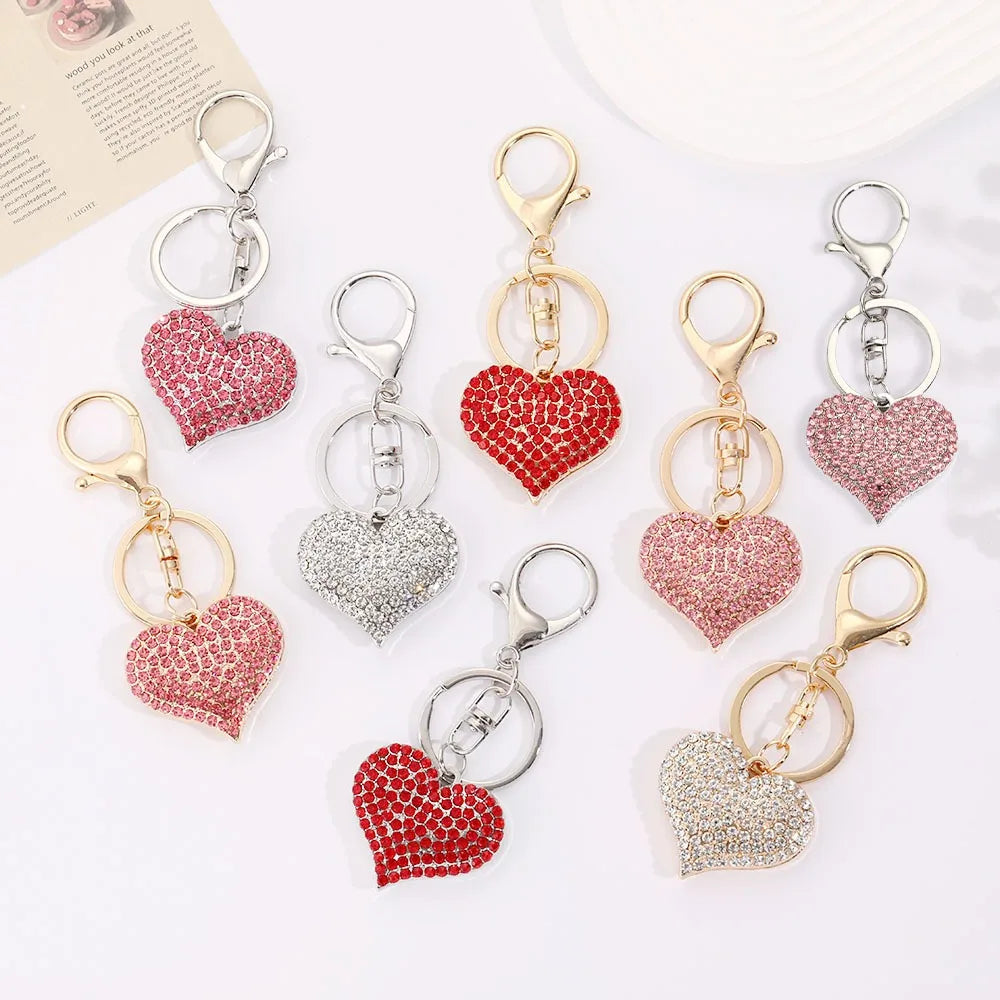 Creative High Grade Alloy Rhinestone Coin Holder Keychain Doll Pattern Rectangular Shape for Bag Car Sparking Diamond Pendant
