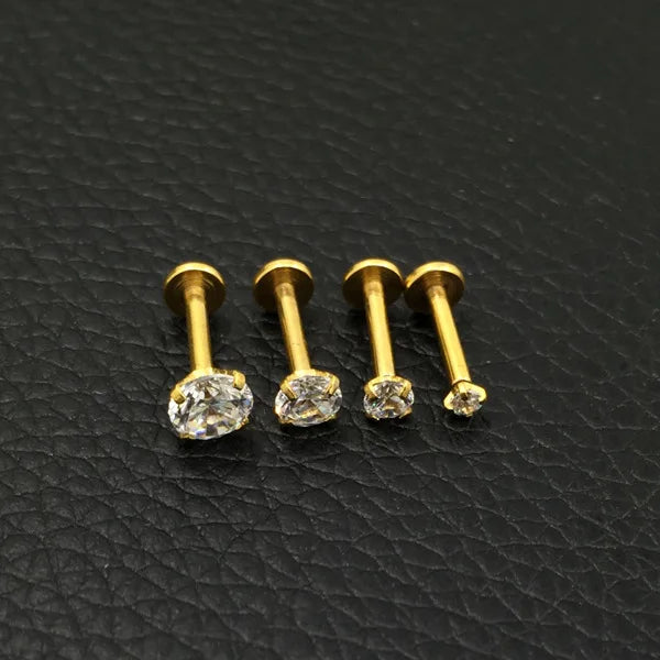 Unique Ear Piercing Jewelry 16g Stainless Steel Ear Stud Zircon Tragus Piercing Earring Jewelry