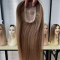Virgin European Human Hair Mono Base Toupee Light Brown Color Silk Base Human Hair Topper for Women